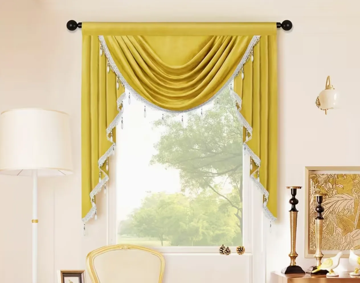 Short Gold Velvet Valance