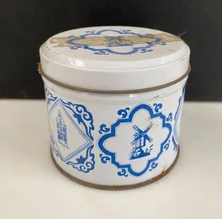 Vintage Blue and White Tin