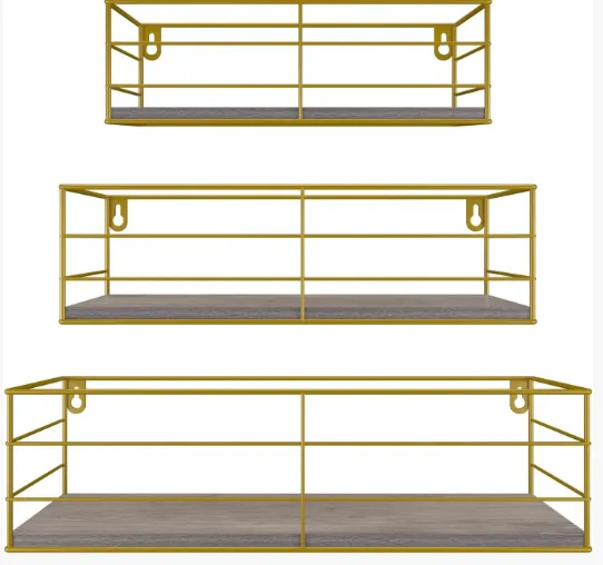 Gold and Wood Shelf (set of 3)