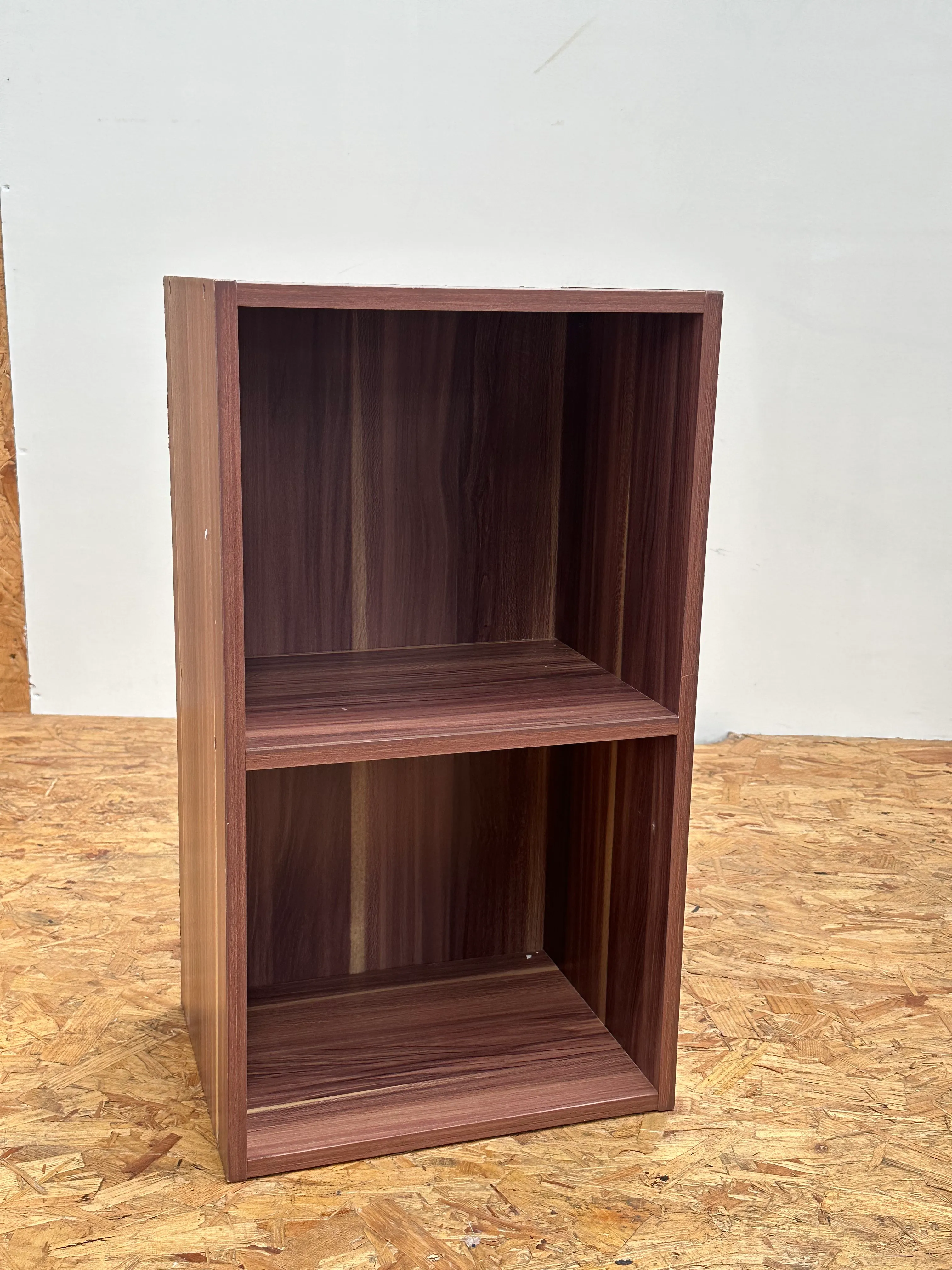 Walnut-effect 2-tier bookcase