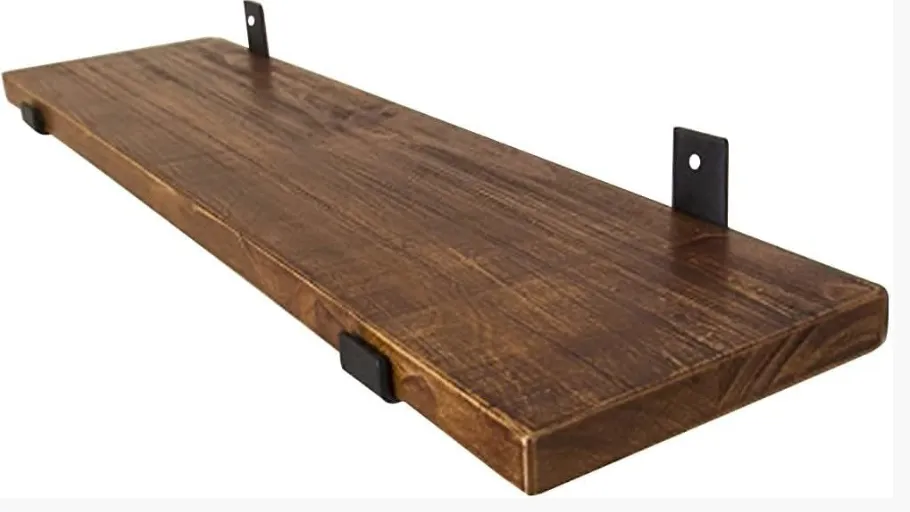 Wood Shelf with Black Bracket
