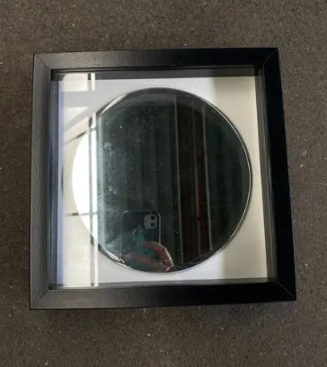 Circular Mirror with Black Square Frame