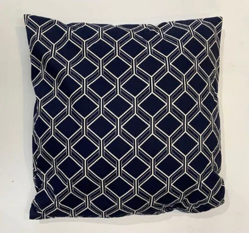 Dark Blue Hexagonal Print Cushions