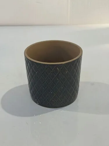 Blue textured, diamond patterned plantpot (10cm)
