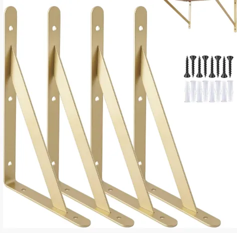 Gold Shelf Brackets 10" Right Angle
