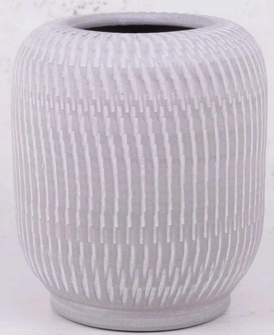 23 cm White Terracotta Vase