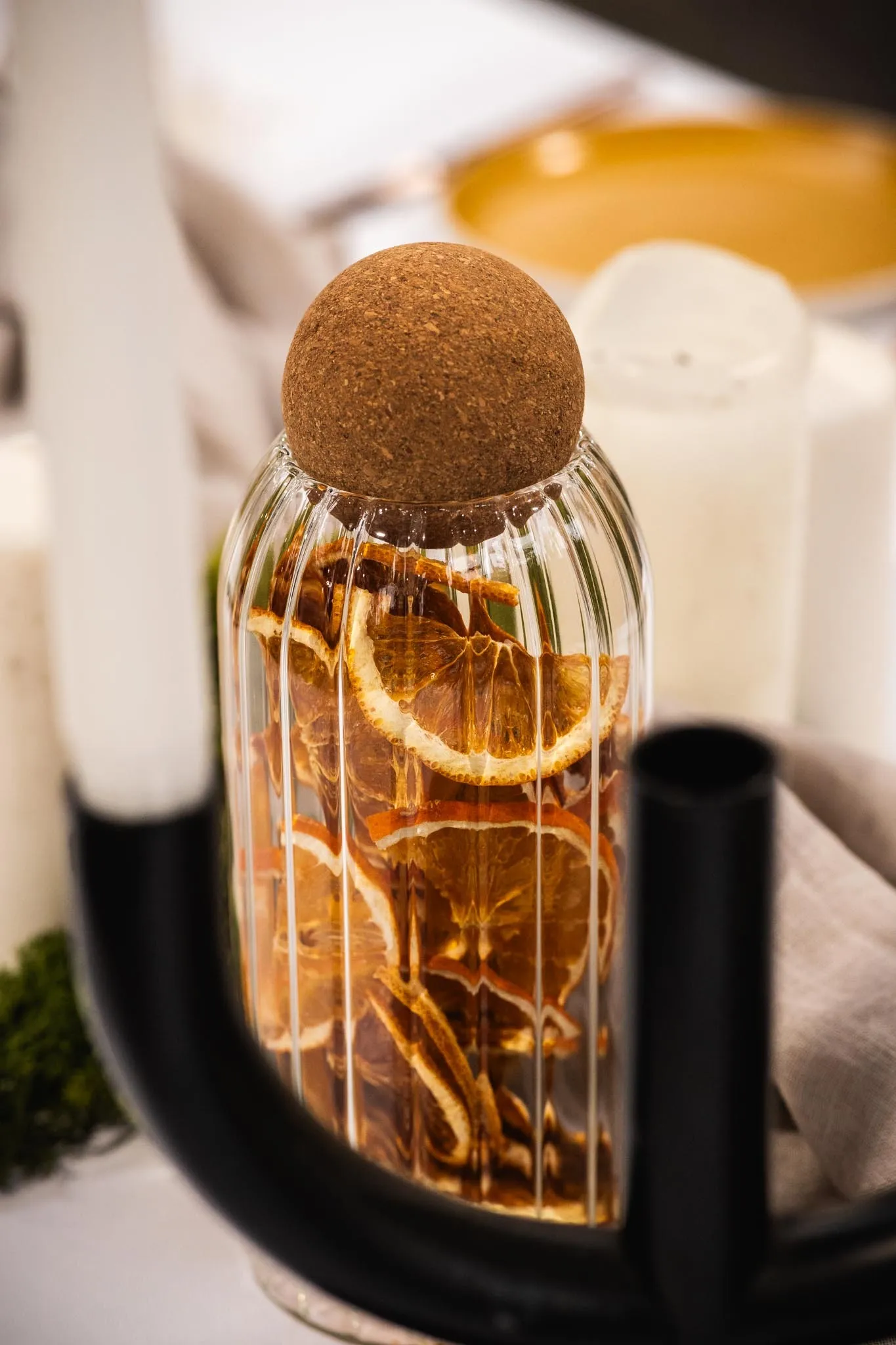 Ribbed Glass Cork Ball Jar