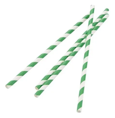 Compostable Green Striped Straws