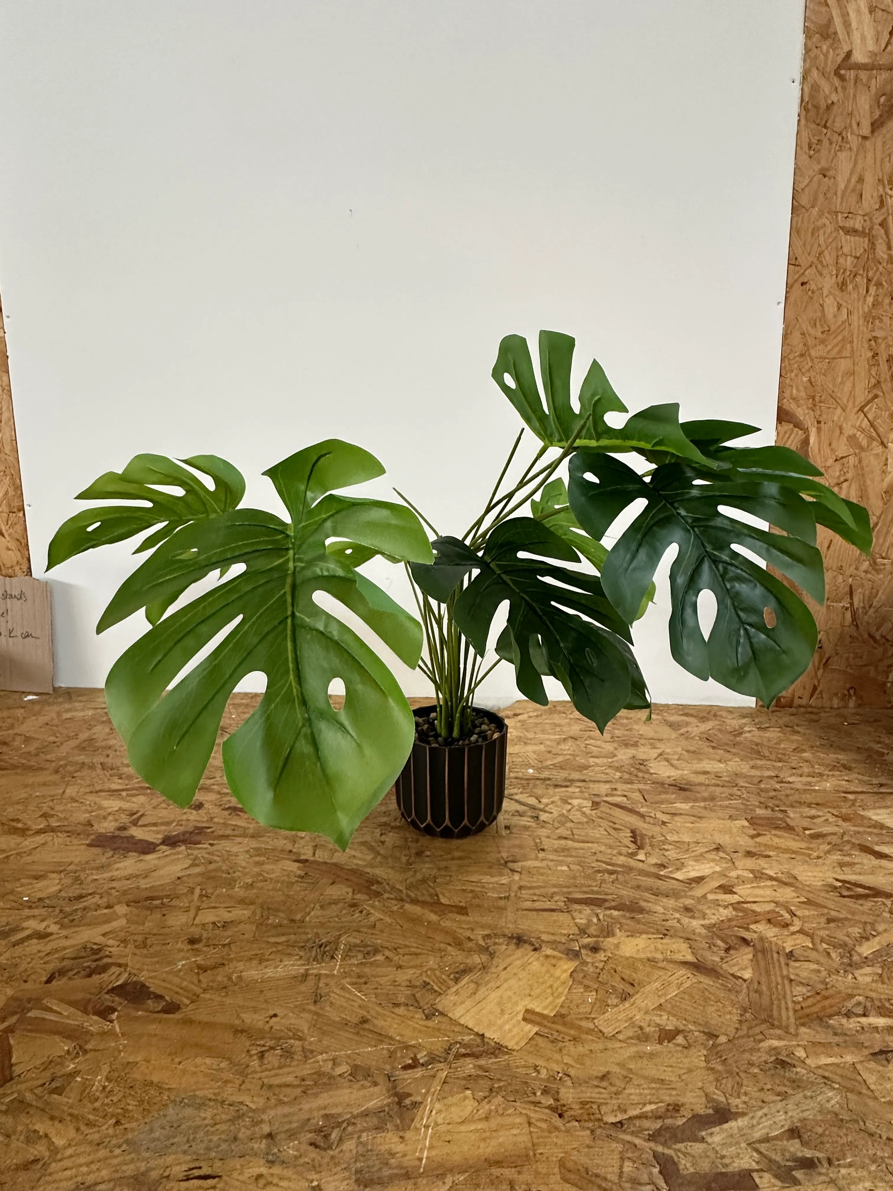 Artificial Mini Monstera Plant (Black & Gold Vase)