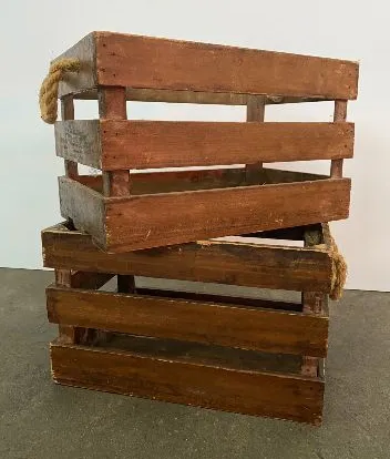 Small Wooden Crate Rope Handle
