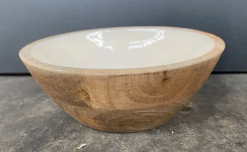 Wooden Bowl with Cream Inside