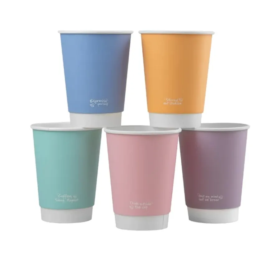 500 x Pastel 'Feel Good' Double Wall Hot Cups 12oz (Biodegradable)
