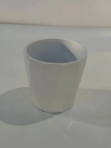 Geometrically Faceted White Ceramic Plant Pot (13cm)
