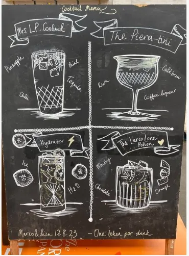 Large A Board with Drinks Painted