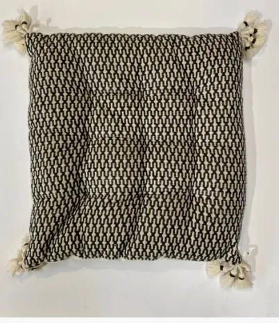 Black/Cream Cushions with Tassels