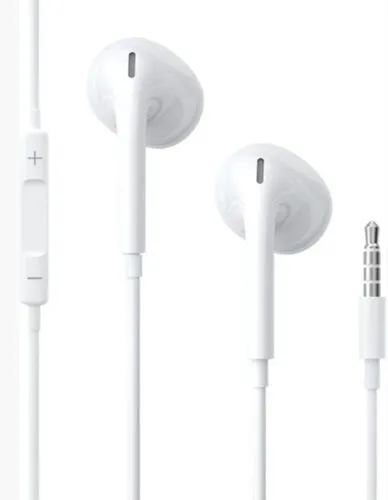 White wired earphones with mic