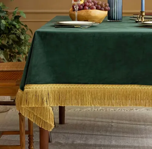 Rectangular Green Velvet Tablecloth