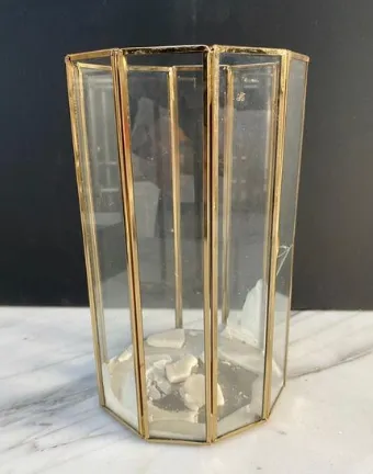 Gold Metal and Glass Candle Holder
