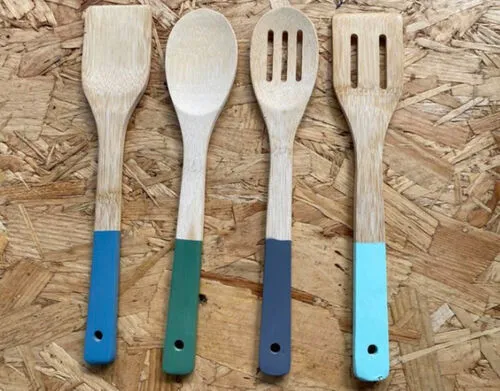 Wooden Utensils with Painted Handles
