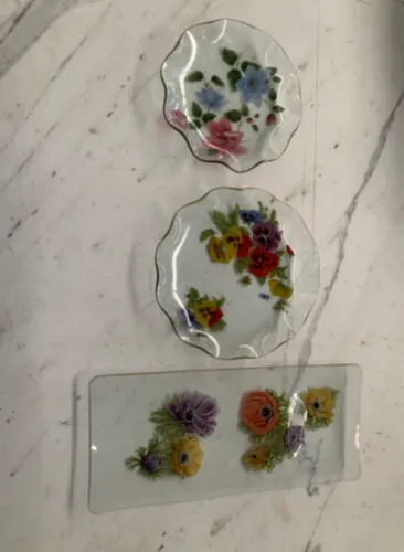 Vintage Floral Glass Plate Collection