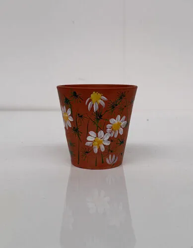 Hand-painted Daisy Terracotta Pot