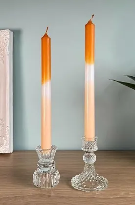 Orange and Peach Two Tone Dinner Candle
