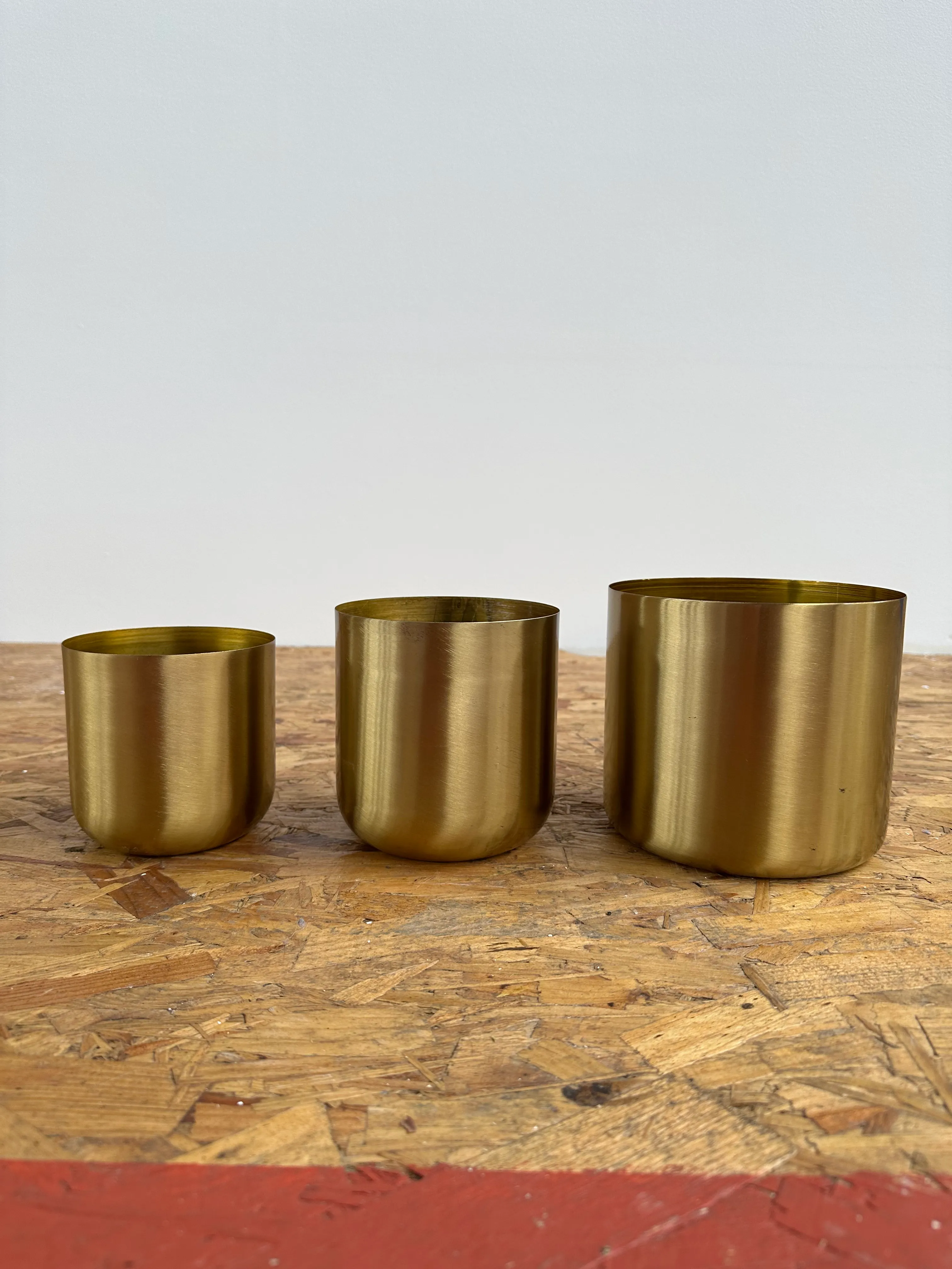 Set of 3 Gold Metal Vases