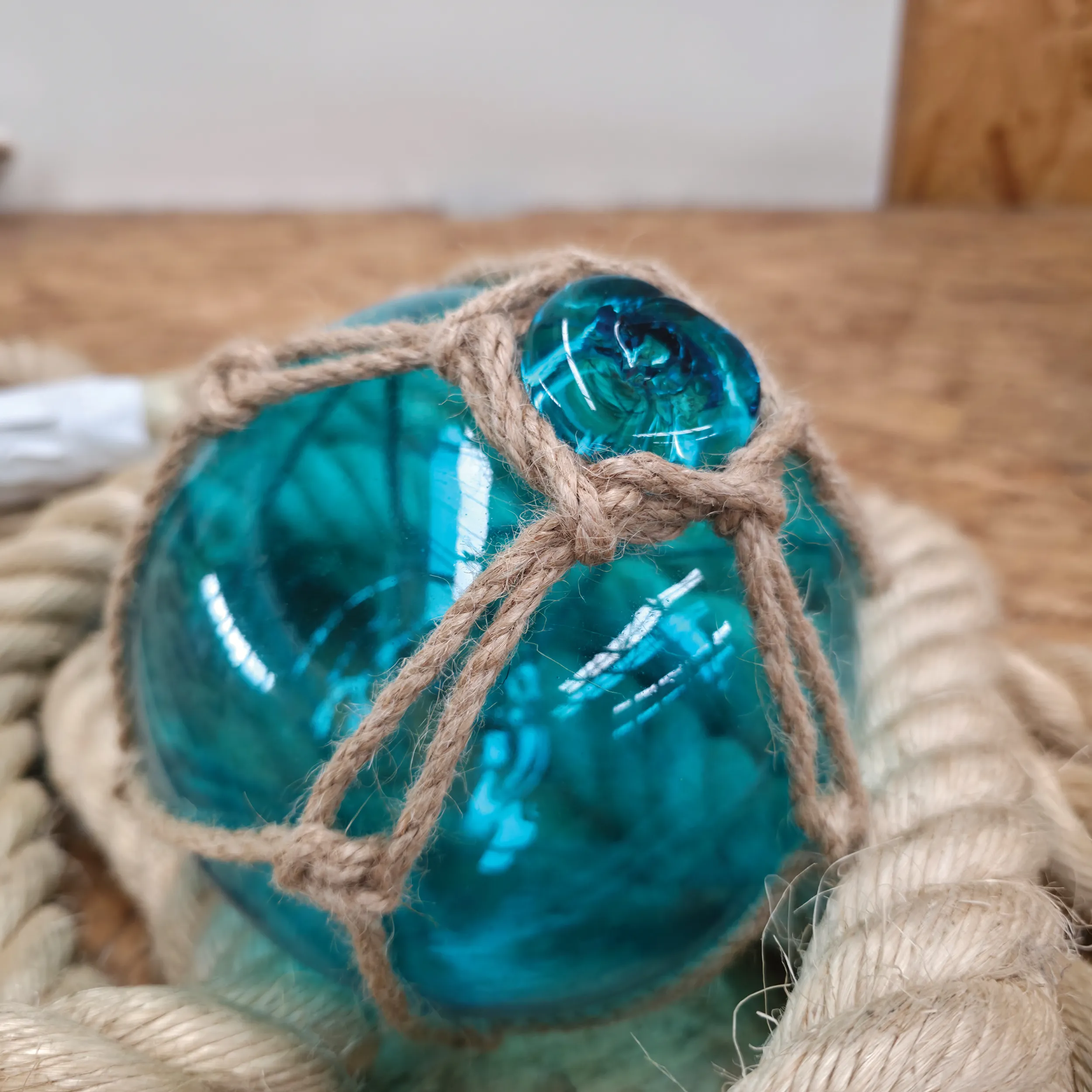 Blue Glass Ball with Rope