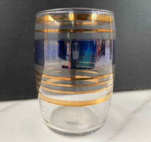 Blue and Gold Striped Glass
