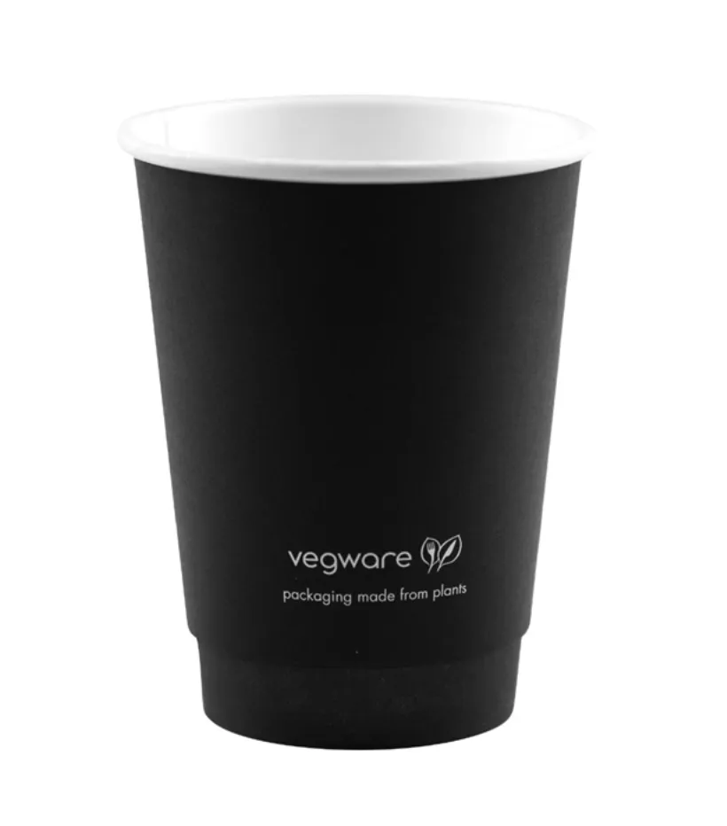 100 x Black Double Wall Cup (Biodegradable)