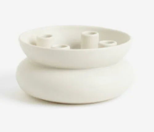 Stoneware White Candle Holder