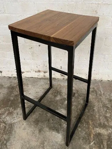 Square Wooden Bar Stool with Metal Legs