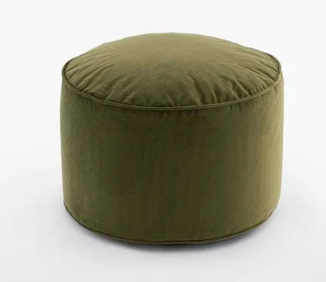 Khaki Green Velvet Pouffe