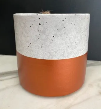 Concrete Pot with Copper Base