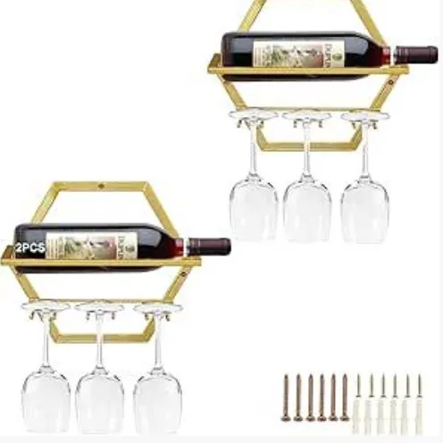 Gold Hexagonal Wine Rack