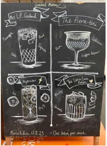 Large A Board with Drinks Painted