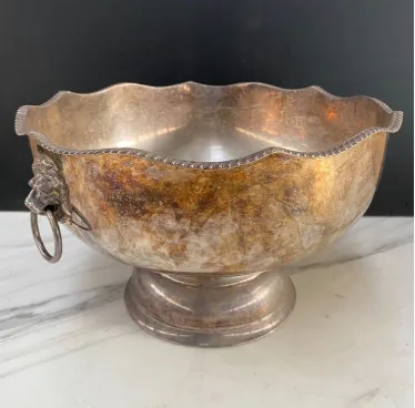 Silver Lion Detail Punch Bowl