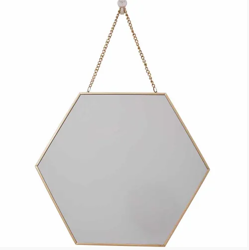Gold Hexagon Mirror on Chain