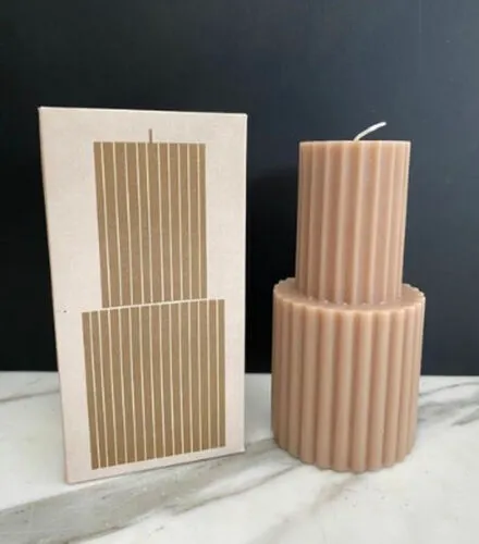 Decorative Beige Pillar Candle