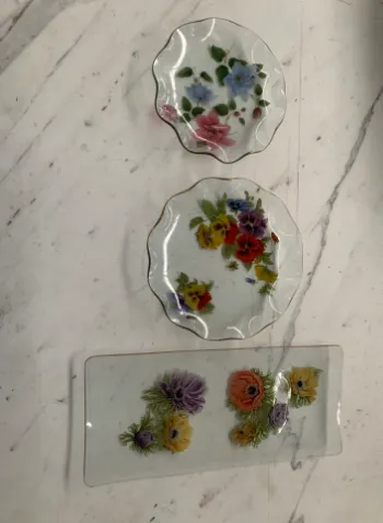 Vintage Floral Glass Plate Collection