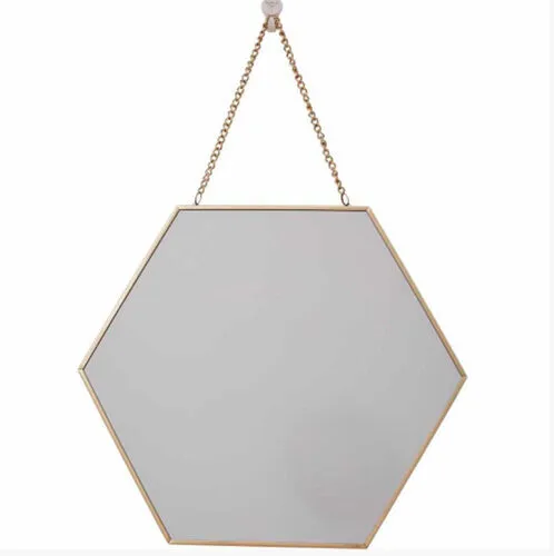 Gold Hexagon Mirror on Chain
