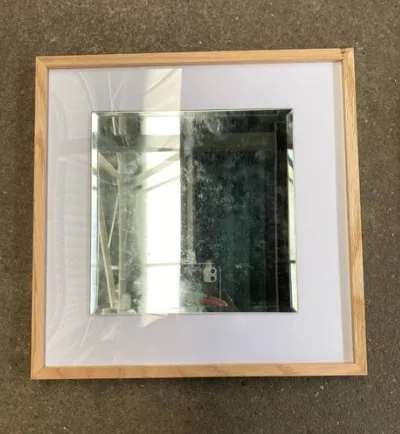 Square Mirror with Wooden Frame