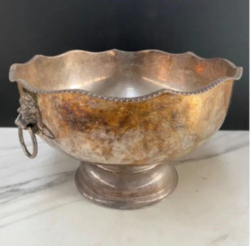 Silver Lion Detail Punch Bowl