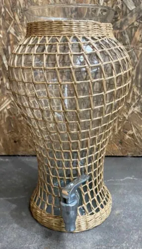 Jar with Tap and Wicker Covering