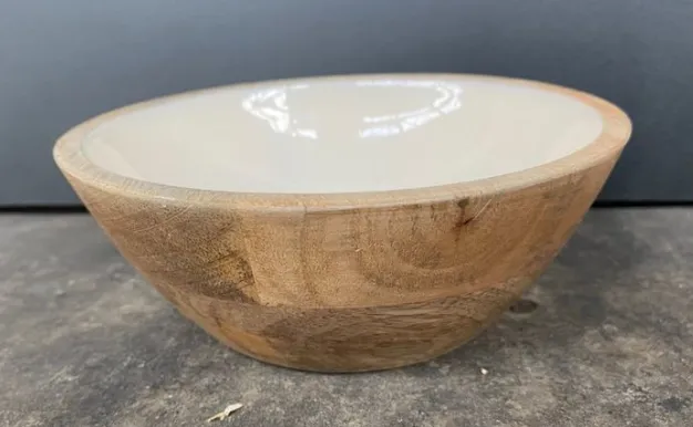 Wooden Bowl with Cream Inside