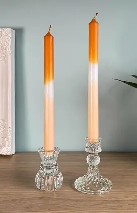 Orange and Peach Two Tone Dinner Candles