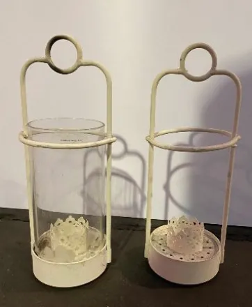 Cream Candle Holder with Glass