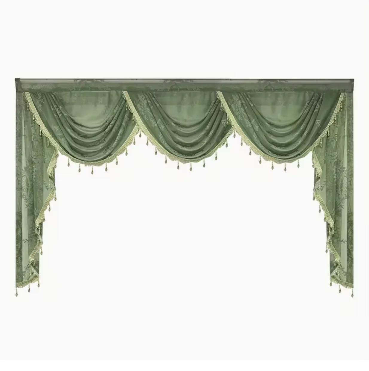 Green French Wave Valance Curtain