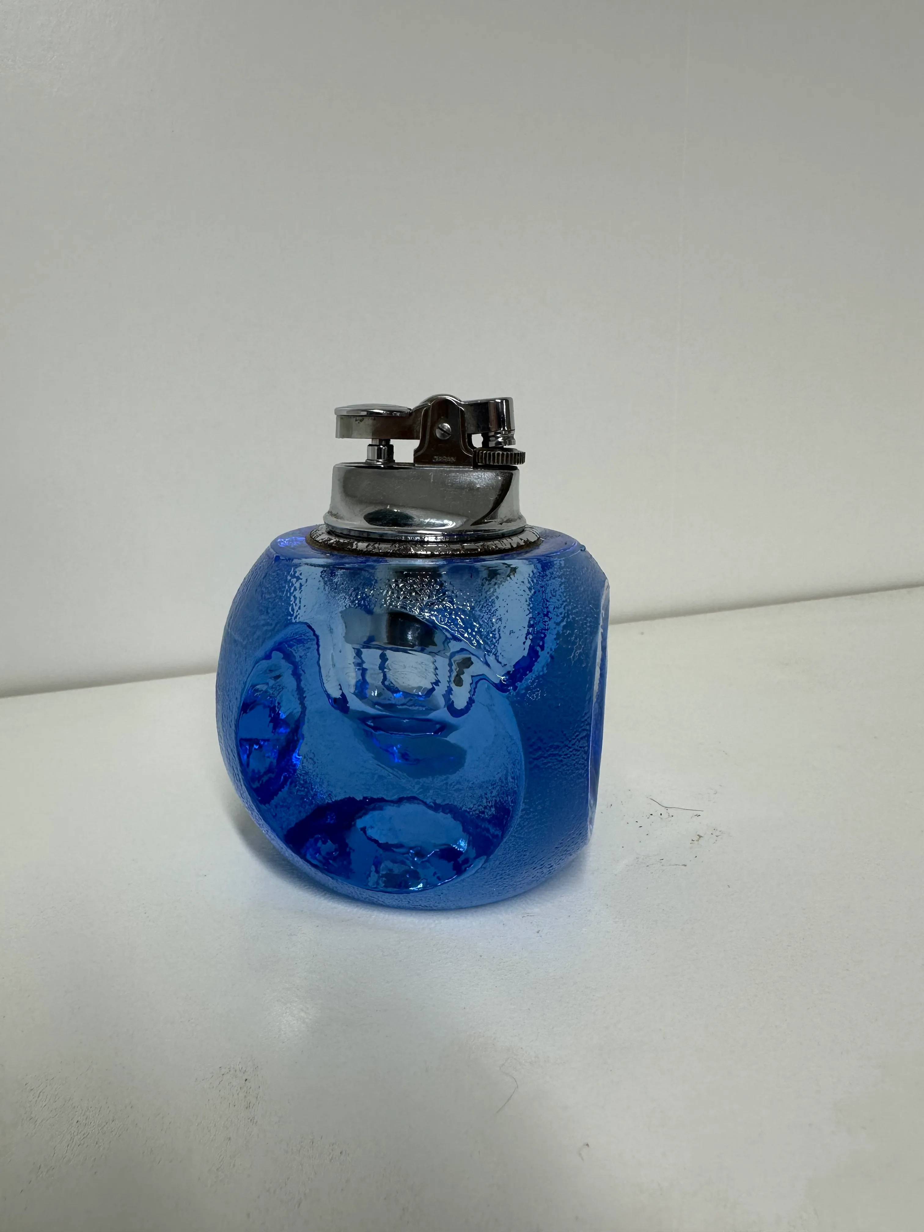 Blue Vintage Blenko Glass Ball Table Lighter