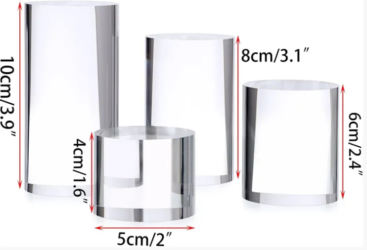 Clear Cylindrical Acrylic Plinths (set of 4)
